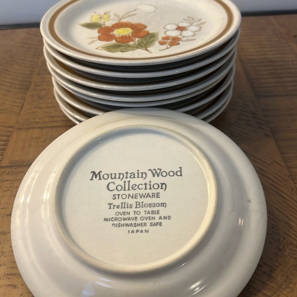9 Vintage Mountain Wood Collection Side Plates - Stoneware - Picture 4 of 7